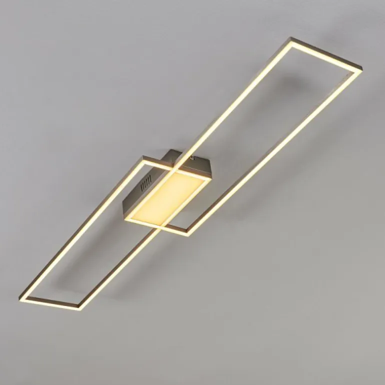 Plafonnier Torresella LED Nickel mat, 2 lumières, Télécommandes