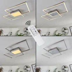 Plafonnier Torresella LED Nickel mat, 2 lumières, Télécommandes