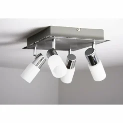Plafonnier Trio 8214 LED Aluminium, Chrome, Acier inoxydable, 4 lumières