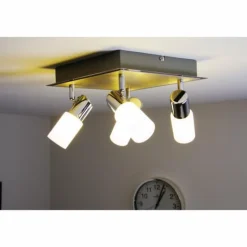 Plafonnier Trio 8214 LED Aluminium, Chrome, Acier inoxydable, 4 lumières