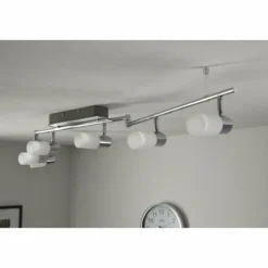 Plafonnier Trio 8214 LED Aluminium, Chrome, Acier inoxydable, 6 lumières