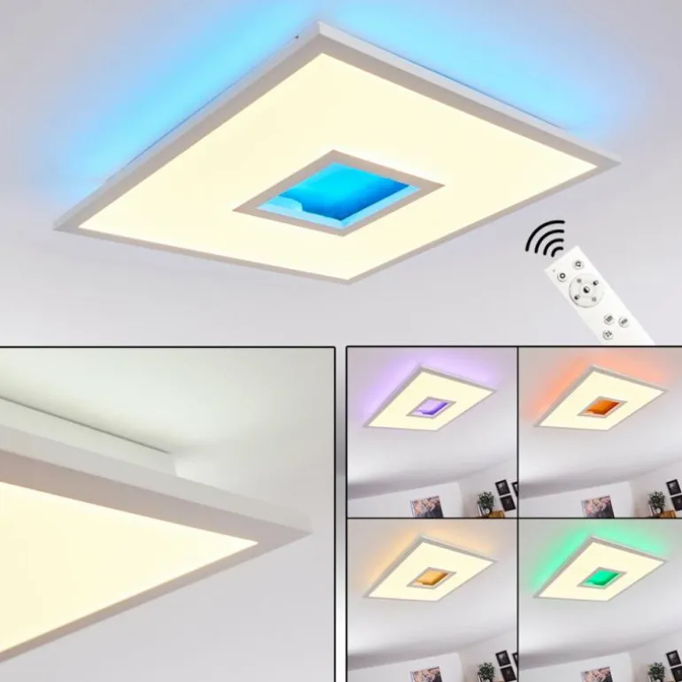 Plafonnier Turbalá LED Blanc, 2 lumières, Télécommandes, Changeur de couleurs