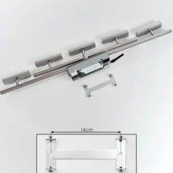 Plafonnier Vehkala LED Chrome, Nickel mat, 5 lumières, Télécommandes, Changeur de couleurs