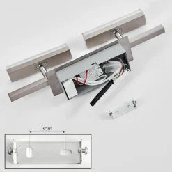 Plafonnier Vehkala LED Chrome, Nickel mat, 2 lumières, Télécommandes, Changeur de couleurs