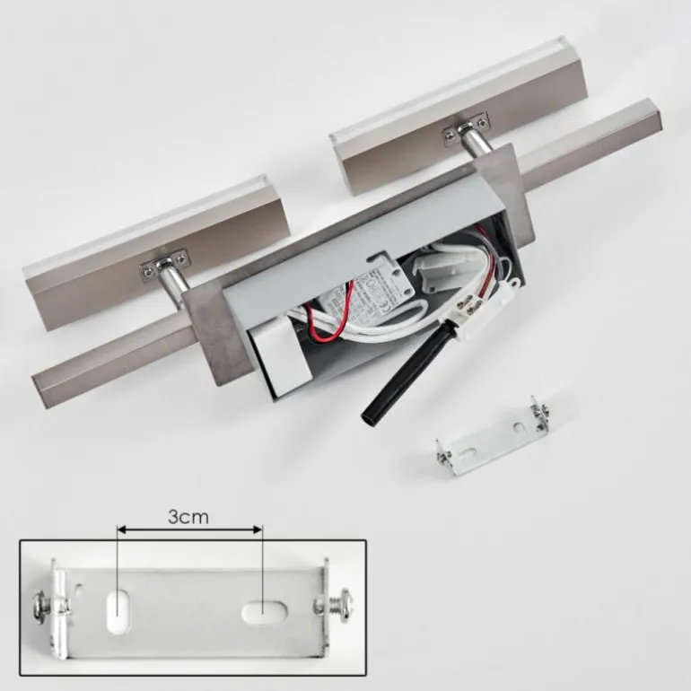 Plafonnier Vehkala LED Chrome, Nickel mat, 2 lumières, Télécommandes, Changeur de couleurs