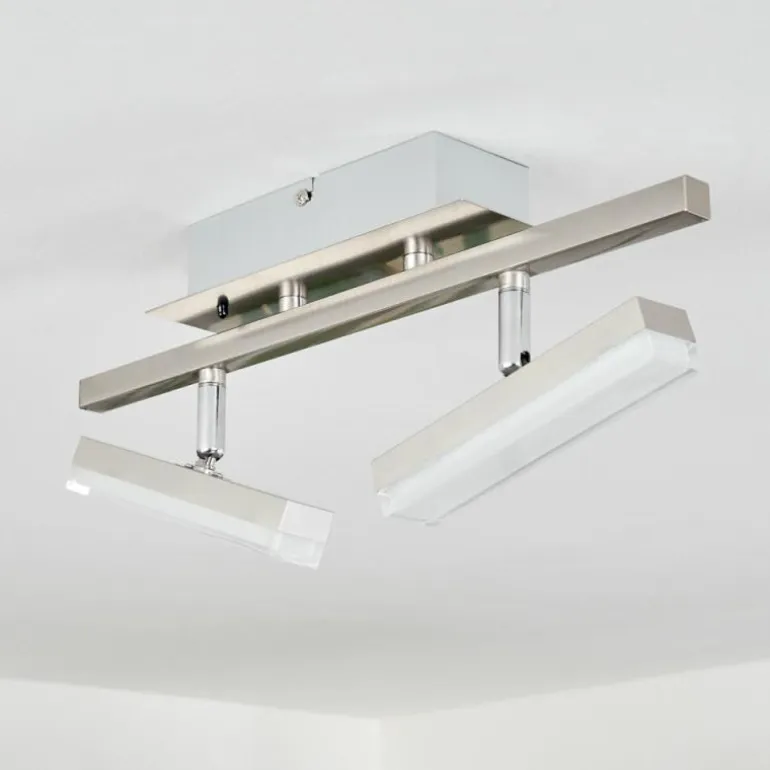 Plafonnier Vehkala LED Chrome, Nickel mat, 2 lumières, Télécommandes, Changeur de couleurs
