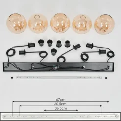 Plafonnier Verre 20 cm Koyoto Ambre, 5 lumières