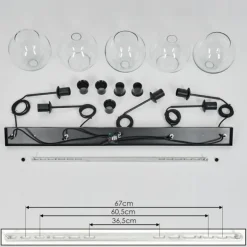 Plafonnier Verre 20 cm Koyoto Clair, 5 lumières