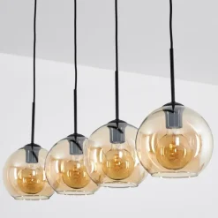 Plafonnier Verre 20 cm Koyoto Ambre, 4 lumières