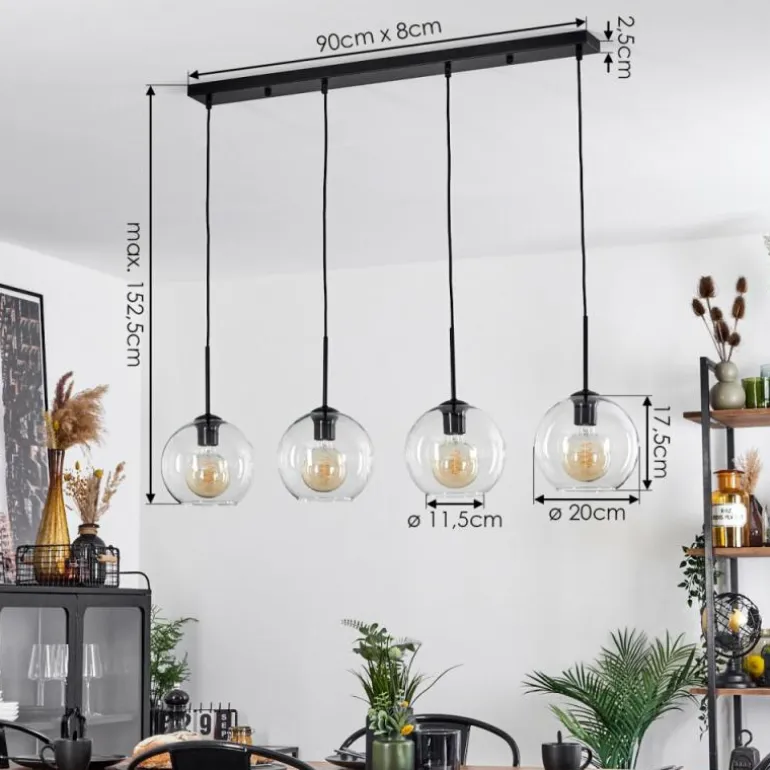 Plafonnier Verre 20 cm Koyoto Clair, 4 lumières