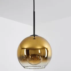 Plafonnier Verre 20 cm Koyoto Or, Clair, 1 lumière