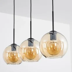 Plafonnier Verre 20 cm Koyoto Ambre, 3 lumières