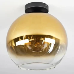Plafonnier Verre 30 cm Koyoto Or, Clair, 1 lumière