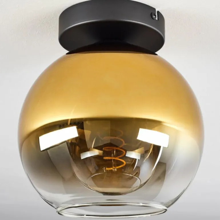 Plafonnier Verre 20 cm Koyoto Or, Clair, 1 lumière