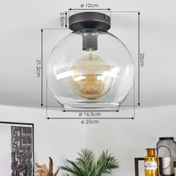 Plafonnier Verre 25 cm Koyoto Clair, 1 lumière