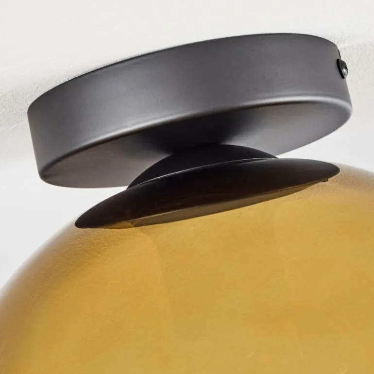 Plafonnier Verre 25 cm Koyoto Or, Clair, 1 lumière