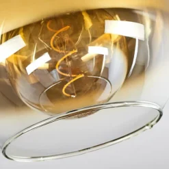 Plafonnier Verre 25 cm Koyoto Or, Clair, 1 lumière