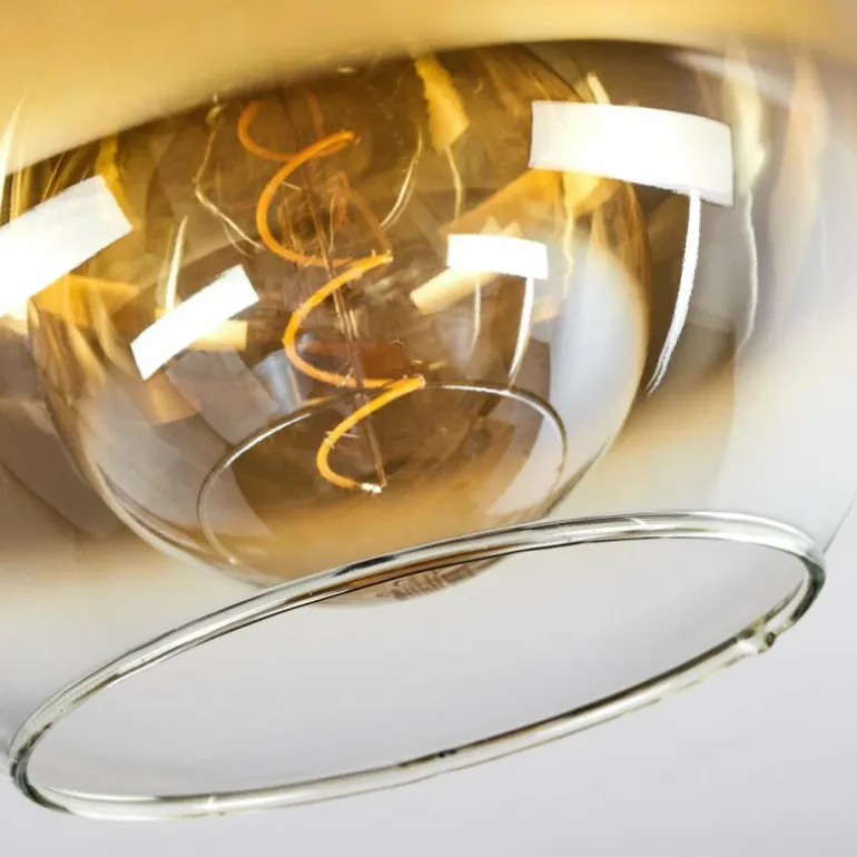 Plafonnier Verre 25 cm Koyoto Or, Clair, 1 lumière
