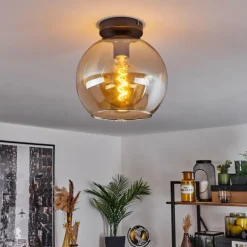 Plafonnier Verre 25 cm Koyoto Ambre, 1 lumière