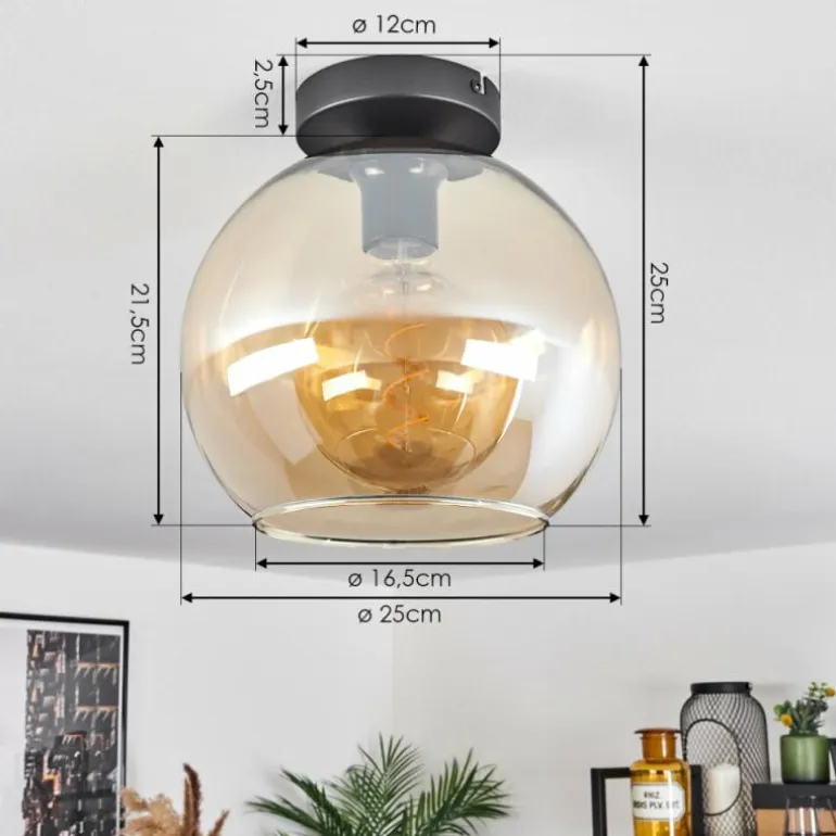 Plafonnier Verre 25 cm Koyoto Ambre, 1 lumière