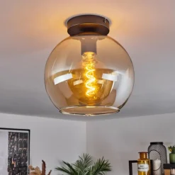 Plafonnier Verre 25 cm Koyoto Ambre, 1 lumière