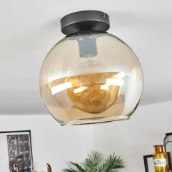 Plafonnier Verre 25 cm Koyoto Ambre, 1 lumière
