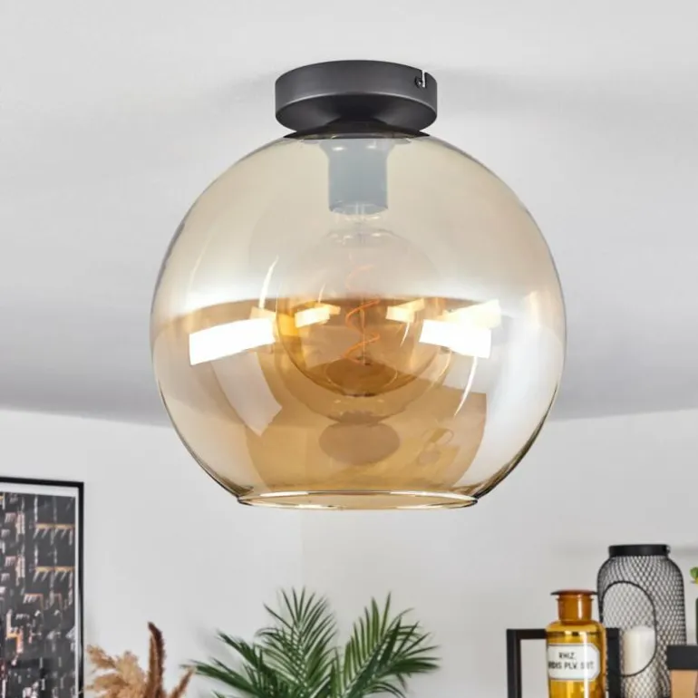 Plafonnier Verre 30 cm Koyoto Ambre, 1 lumière
