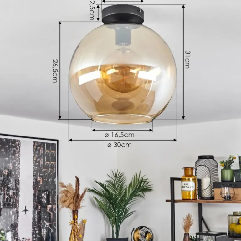 Plafonnier Verre 30 cm Koyoto Ambre, 1 lumière