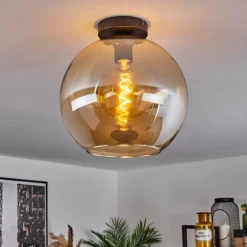 Plafonnier Verre 30 cm Koyoto Ambre, 1 lumière