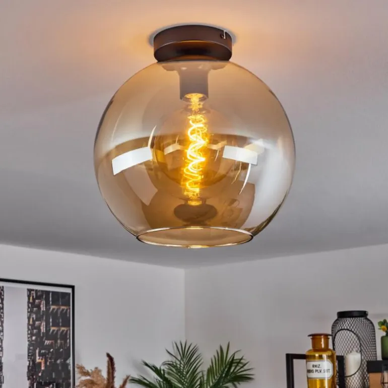 Plafonnier Verre 30 cm Koyoto Ambre, 1 lumière