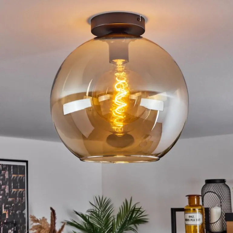Plafonnier Verre 30 cm Koyoto Ambre, 1 lumière