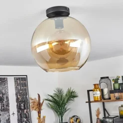 Plafonnier Verre 30 cm Koyoto Ambre, 1 lumière