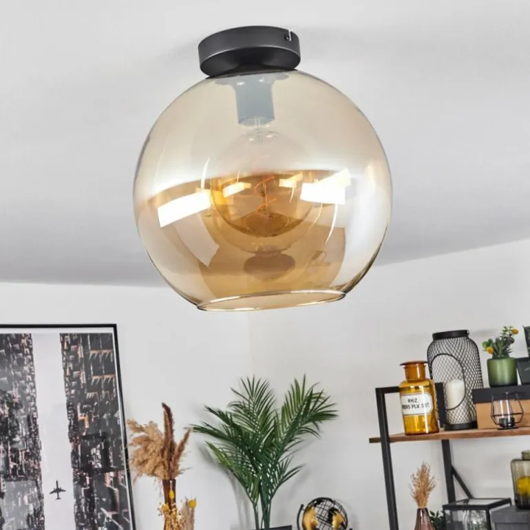 Plafonnier Verre 30 cm Koyoto Ambre, 1 lumière