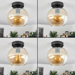 Plafonnier Verre 20 cm Koyoto Ambre, 1 lumière
