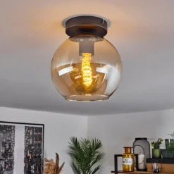 Plafonnier Verre 20 cm Koyoto Ambre, 1 lumière