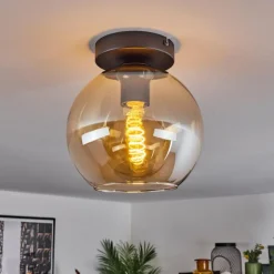 Plafonnier Verre 20 cm Koyoto Ambre, 1 lumière