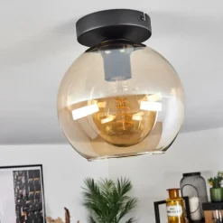 Plafonnier Verre 20 cm Koyoto Ambre, 1 lumière
