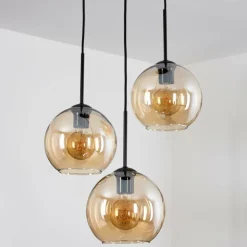 Plafonnier Verre 20 cm Koyoto Ambre, 3 lumières