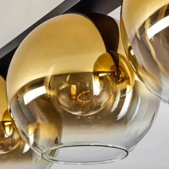 Plafonnier Verre 30 cm Koyoto Or, Clair, 4 lumières