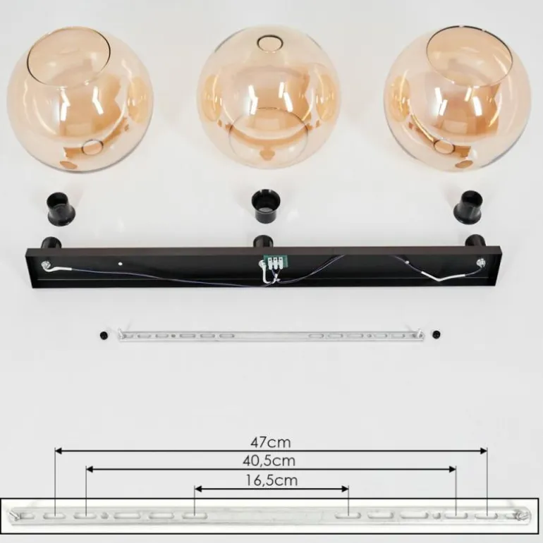 Plafonnier Verre 25 cm Koyoto Ambre, 3 lumières