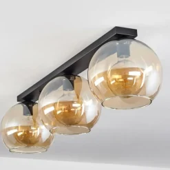 Plafonnier Verre 25 cm Koyoto Ambre, 3 lumières