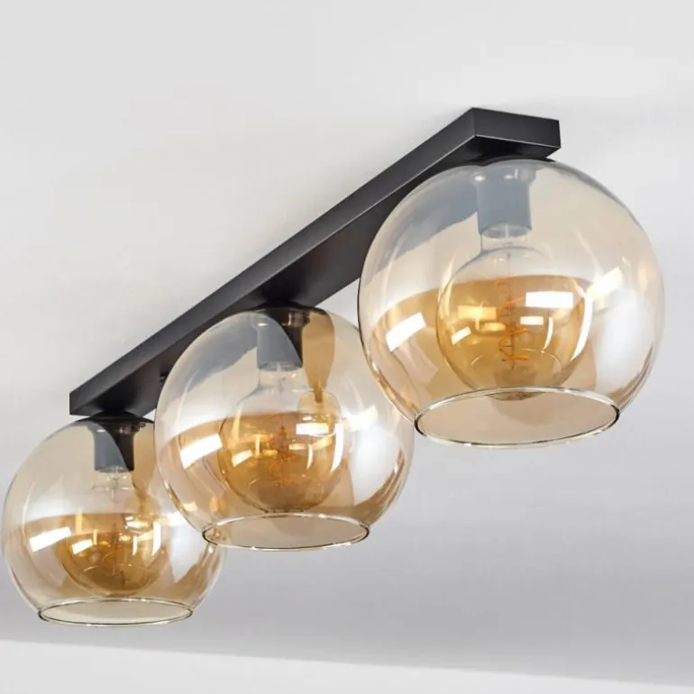 Plafonnier Verre 25 cm Koyoto Ambre, 3 lumières