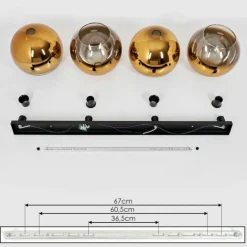 Plafonnier Verre 25 cm Koyoto Or, Clair, 4 lumières