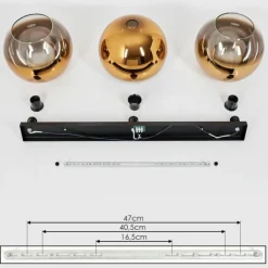 Plafonnier Verre 30 cm Koyoto Or, Clair, 3 lumières