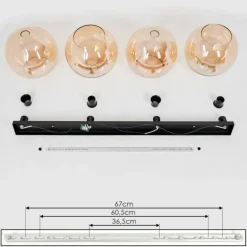 Plafonnier Verre 25 cm Koyoto Ambre, 4 lumières