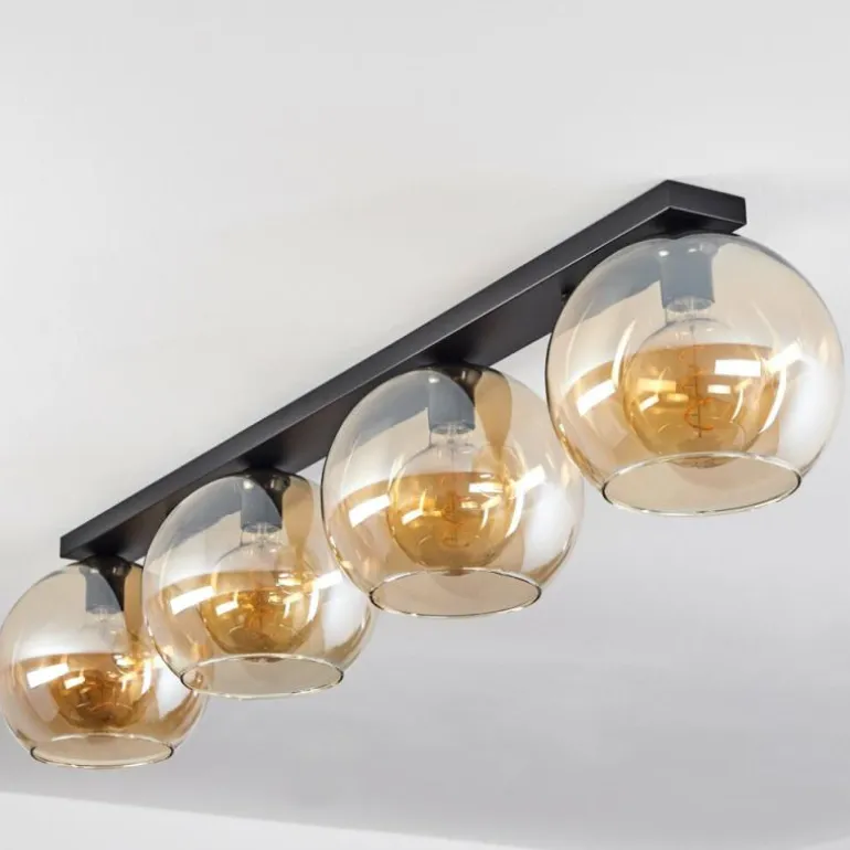 Plafonnier Verre 25 cm Koyoto Ambre, 4 lumières