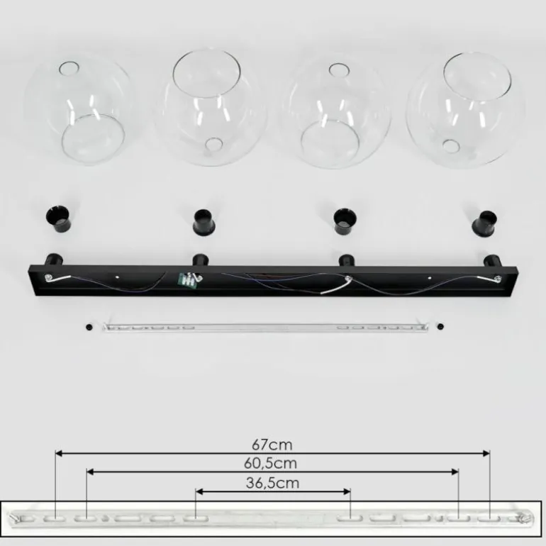 Plafonnier Verre 25 cm Koyoto Clair, 4 lumières