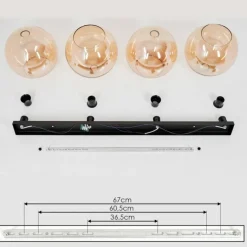 Plafonnier Verre 30 cm Koyoto Ambre, 4 lumières