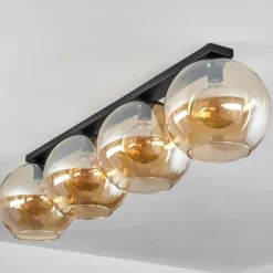 Plafonnier Verre 30 cm Koyoto Ambre, 4 lumières