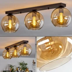 Plafonnier Verre 20 cm Koyoto Ambre, 3 lumières
